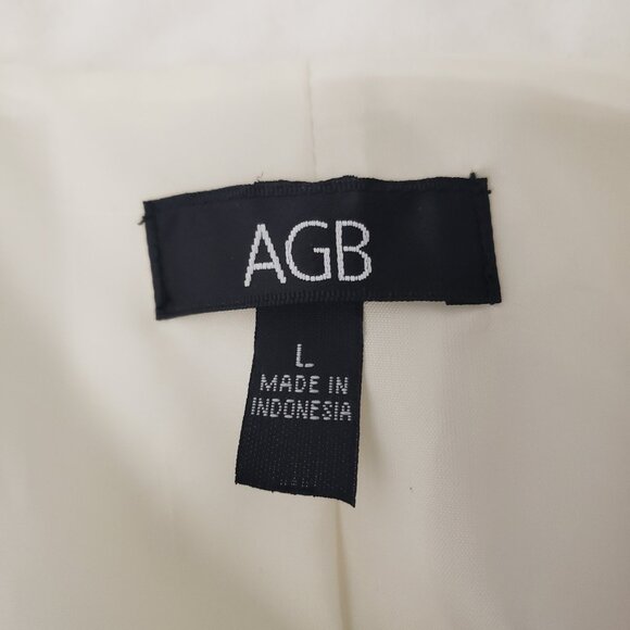 AGB White Double Breasted Coat Jacket Womens Large Lined Pockets - Picture 10 of 10